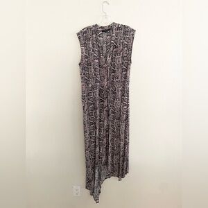 Allsaints Tate Misra dress medium snake print long asymmetrical sleeveless pink